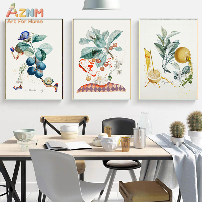 Wall Texture Spray - AZNM Surreal Botanical Fruit Figure Canvas