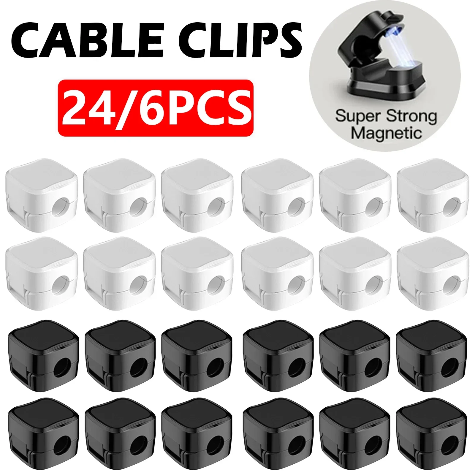 Wall Anchor Plastic - 24/6PCS Magnetic Cable Organiser Clips Cable
